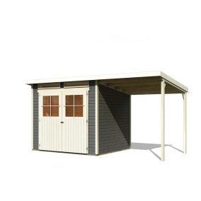  Karibu | Tuinhuis Glücksburg 4 met Overkapping | Terragrijs 211447-10